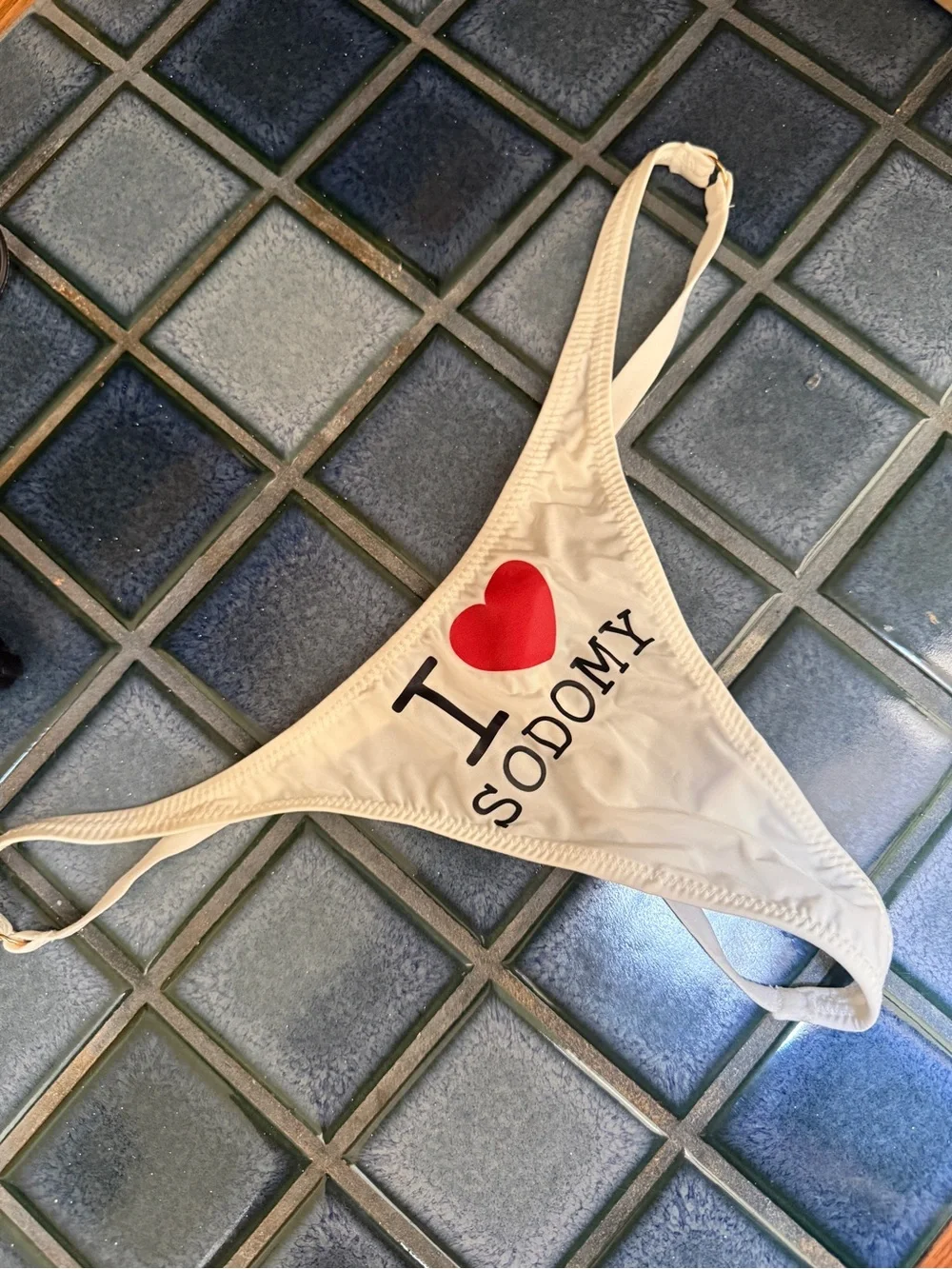 I Love Heart S*d*my Custom Dorian Electra Inspired White Thong Panty OOAK new S